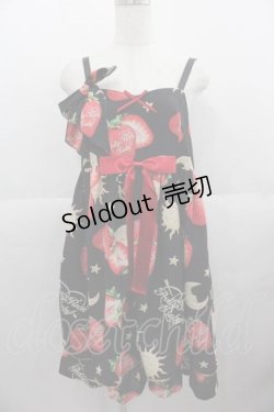 画像1: (海外ロリィタブランド)PRETTY ROCK BABY / ストリベリースタームーンワンピース＆クリップ  黒Ｘ赤 I-25-06-17-062-LO-TO-HD-ZI
