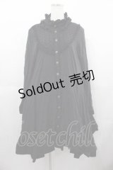 h.NAOTO / フロッキードット切り替えハイネックシャツワンピース  黒 I-25-06-17-074-HN-OP-HD-ZI