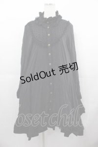 h.NAOTO / フロッキードット切り替えハイネックシャツワンピース  黒 I-25-06-17-074-HN-OP-HD-ZI