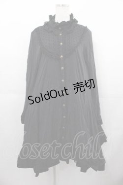 画像1: h.NAOTO / フロッキードット切り替えハイネックシャツワンピース  黒 I-25-06-17-074-HN-OP-HD-ZI