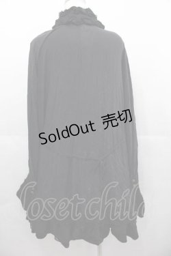 画像2: h.NAOTO / フロッキードット切り替えハイネックシャツワンピース  黒 I-25-06-17-074-HN-OP-HD-ZI