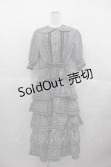 alcali / コットンギンガム前開きワンピース  黒Ｘ白 I-25-06-17-078-LO-OP-HD-ZS