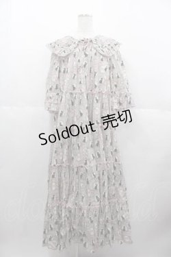 画像1: alcali / ミラーキャットフリルロングワンピース  ピンク I-25-06-17-082-LO-OP-HD-ZS