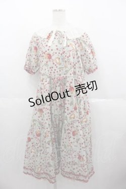 画像1: PINK HOUSE / キャットチェリードロップ柄ミディワンピース  ミント I-25-06-17-085-LO-OP-HD-ZS