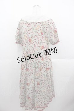 画像2: PINK HOUSE / キャットチェリードロップ柄ミディワンピース  ミント I-25-06-17-085-LO-OP-HD-ZS