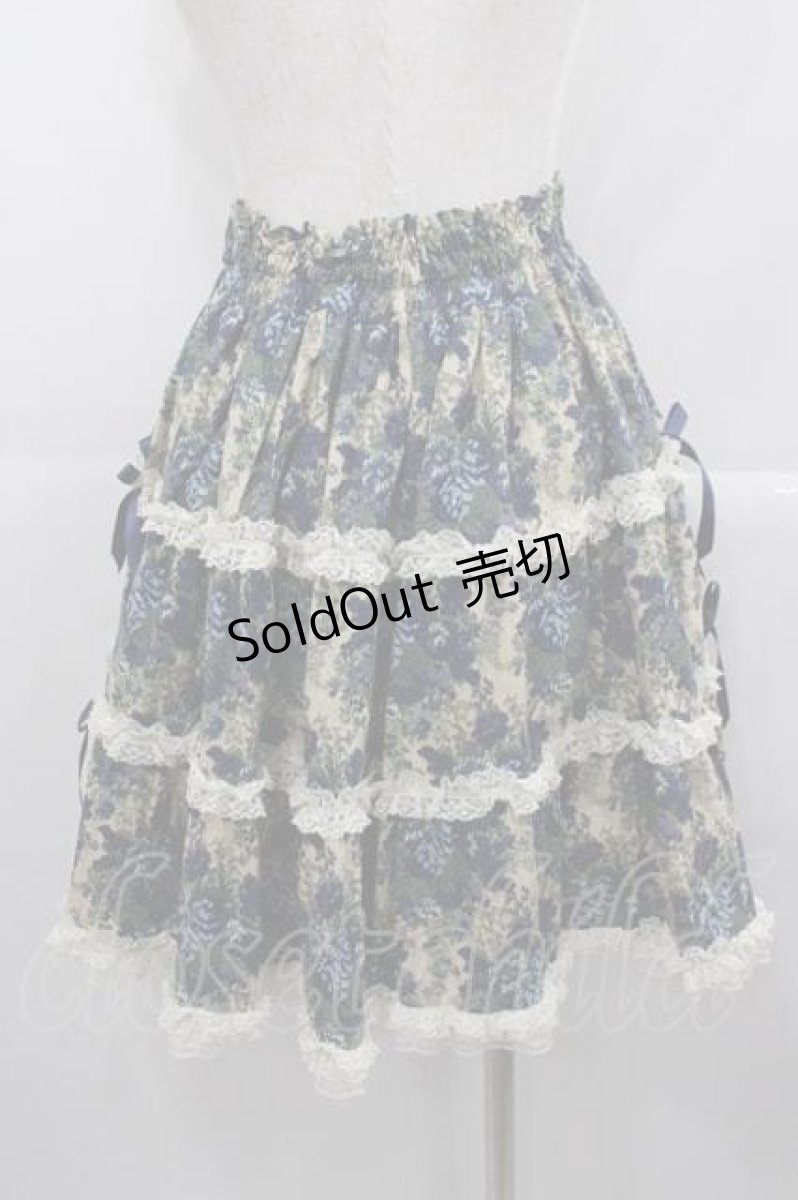 画像2: metamorphose / ゴブランブーケレースフリルスカート  青 I-25-06-17-088-ME-SK-HD-ZI (2)
