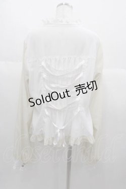 画像2: metamorphose / 【プラスサイズ】スタンドカラーチュールスリーブブラウス  白 I-25-06-17-008-ME-BL-HD-ZI
