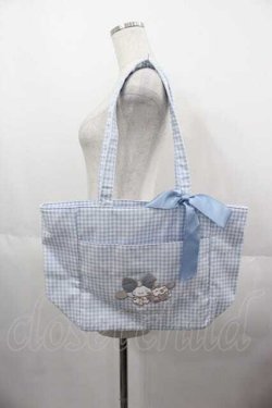 画像1: Maison de FLEUR / シナモロール&みるくギンガムチェックトートバッグ  サックス I-25-06-17-109-LO-BG-HD-ZI