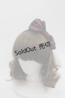 画像1: BABY,THE STARS SHINE BRIGHT / タータンチェックリボンカチューシャ  赤Ｘグレーチェック I-25-06-17-110-BA-AC-HD-ZI