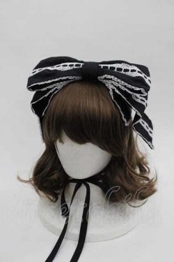 画像1: metamorphose / はしごレースリボンヘッドドレス  黒ｘ白 I-25-06-17-117-ME-AC-HD-ZI