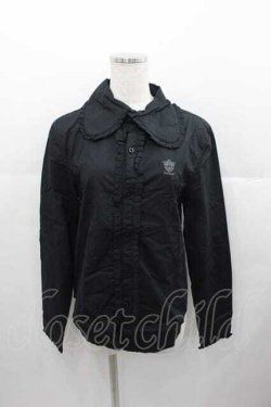 画像1: Deorart / 胸元刺繍長袖ブラウス L 黒 I-25-06-17-028-PU-BL-HD-ZI