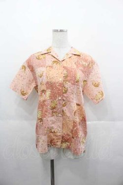 画像1: PINK HOUSE / バスケットベア柄パッチワークシャツ  ピンク I-25-06-17-034-LO-BL-HD-ZI