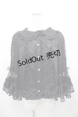 画像1: axes femme kawaii / レーシー姫袖ブラウス M 黒 I-25-06-17-004-AX-BL-HD-ZI