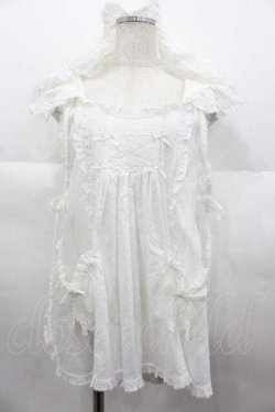画像1: PINK HOUSE / うさぎの耳フード付きローンタブリエ  白 I-25-06-21-047-LO-TO-HD-ZI