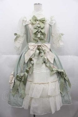 画像1: BABY,THE STARS SHINE BRIGHT / Lumiere eclatanteリボンリボンワンピース  若草 I-25-06-21-049-BA-OP-HD-ZI