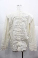画像2: KANEKO ISAO / ピコフリルピンタックボーダーブラウス  生成り I-25-06-21-006-EL-BL-HD-ZT306 (2)
