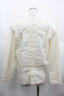画像2: KANEKO ISAO / ピコフリルピンタックボーダーブラウス  生成り I-25-06-21-006-EL-BL-HD-ZI