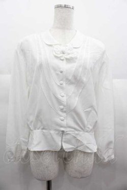 画像1: KANEKO ISAO / リボンラウンドブラウス  白 I-25-06-21-007-EL-BL-HD-ZI