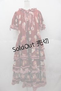 PINK HOUSE / ひな菊コサージュプリントパッチワークワンピース  赤 I-25-06-21-067-LO-OP-HD-ZI