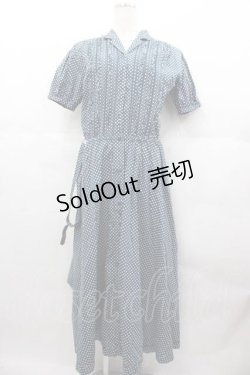 画像1: INGEBORG / ドット半袖ワンピース  青Ｘ白 I-25-06-21-080-LO-OP-HD-ZI