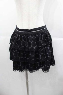 画像1: BPN / ドット3段フリルスカート  黒Ｘグレー I-25-06-21-090-GO-SK-HD-ZI