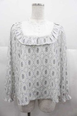 画像1: F i.n.t / ヨーク切替フラワータイル柄ブラウス  オフホワイト/パープル I-25-06-21-002-CA-BL-HD-ZI
