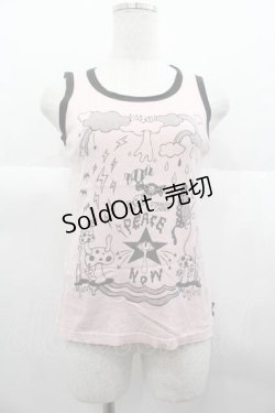 画像1: PEACE NOW / エビィちゃんプリントノースリーブトップス  ピンクｘ黒 I-25-06-21-019-PU-TO-HD-ZI