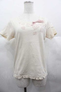 画像1: PINK HOUSE / フロッキーローズ半袖カットソー  アイボリー I-25-06-21-027-LO-TO-HD-ZI