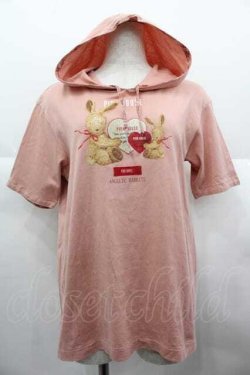 画像1: PINK HOUSE / アンジェリックラビッツプリントフード半袖カットソー  ピンク I-25-06-21-029-LO-TO-HD-ZI