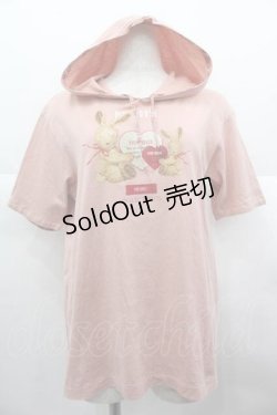 画像1: PINK HOUSE / アンジェリックラビッツプリントフード半袖カットソー  ピンク I-25-06-21-029-LO-TO-HD-ZI