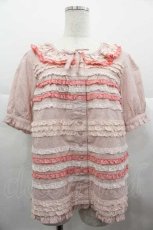 画像1: PINK HOUSE / 配色フリル使いブラウス  ピンク I-25-06-21-004-LO-BL-HD-ZT090 (1)