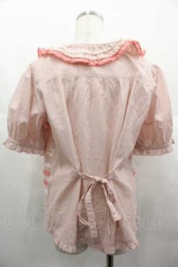 画像2: PINK HOUSE / 配色フリル使いブラウス  ピンク I-25-06-21-004-LO-BL-HD-ZI