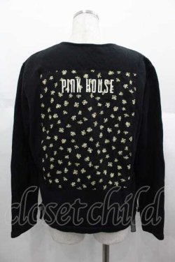 画像2: PINK HOUSE / ロゴミニブーケゼッケンスナップボタンカーディガン L 黒 I-25-06-21-041-LO-TO-HD-ZI