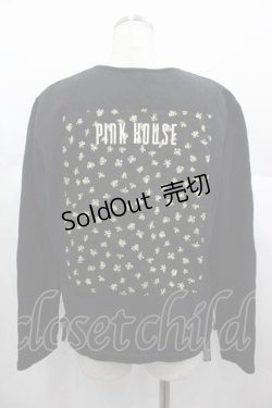 画像2: PINK HOUSE / ロゴミニブーケゼッケンスナップボタンカーディガン L 黒 I-25-06-21-041-LO-TO-HD-ZI
