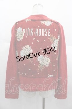 画像2: PINK HOUSE / ブーケプリントフリルゼッケンスナップボタンカーディガン  赤Ｘ白 I-25-06-21-042-LO-TO-HD-ZI