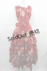 PINK HOUSE / Straw-berry Hatプリントノースリーブワンピース  赤 I-25-06-25-077-LO-OP-HD-ZI