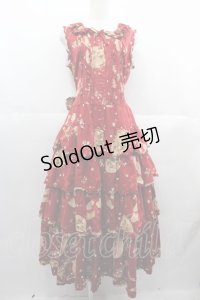 PINK HOUSE / Straw-berry Hatプリントノースリーブワンピース  赤 I-25-06-25-077-LO-OP-HD-ZI
