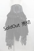 OZZ ANGELO / 薔薇クロス刺繍コルセットスカート  黒Ｘシルバー I-25-06-25-081-OO-SK-HD-ZI