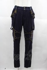 Ozz oneste / 薔薇刺繍編み上げデザインパンツ  ネイビーＸパープル I-25-06-25-088-OO-PA-HD-ZI