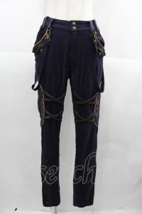 Ozz oneste / 薔薇刺繍編み上げデザインパンツ  ネイビーＸパープル I-25-06-25-088-OO-PA-HD-ZI