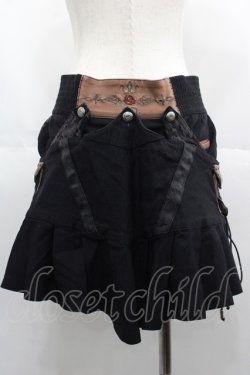 画像2: Ozz oneste / 薔薇刺繍サイドポケットショートパンツ  黒Ｘブラウン I-25-06-25-090-OO-PA-HD-ZI