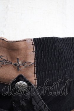 画像3: Ozz oneste / 薔薇刺繍サイドポケットショートパンツ  黒Ｘブラウン I-25-06-25-090-OO-PA-HD-ZI
