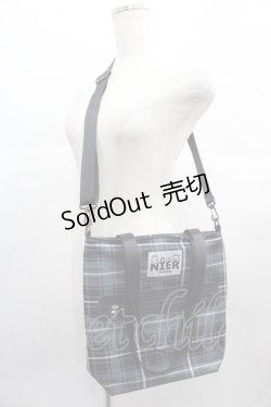 画像1: NieR Clothing / チェックショルダーバッグ  グレーＸ黒チェック I-25-06-25-099-PU-BG-HD-ZI