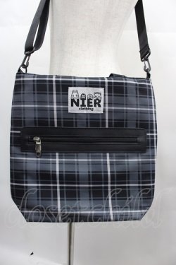 画像2: NieR Clothing / チェックショルダーバッグ  グレーＸ黒チェック I-25-06-25-099-PU-BG-HD-ZI