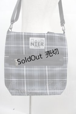 画像2: NieR Clothing / チェックショルダーバッグ  グレーＸ黒チェック I-25-06-25-099-PU-BG-HD-ZI