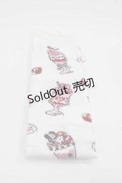 画像1: BABY,THE STARS SHINE BRIGHT / Berry Berry Strawberry Parfait〜くみゃちゃんerry Berry Strawberry Parfait〜くみゃちゃんアイスを添えて〜オーバーニーソックス  白 I-25-06-25-109-BA-BL-HD-ZI
