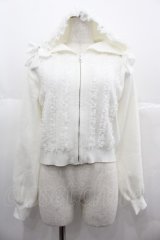 mellfy memory / Ribbon ＆ lace ruffle headdress hoodieニット M 白 I-25-06-25-013-LO-TO-HD-ZI