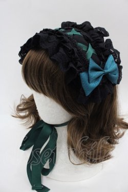 画像1: ATELIER PIERROT / レースアップフリルヘッドドレス  黒Ｘ緑 I-25-06-25-115-EL-ZA-HD-ZI