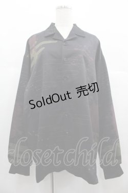 画像1: Favorite / ホラー和柄風オーバーサイズ柄シャツ  黒Ｘボルドー I-25-06-25-019-LO-BL-HD-ZI