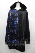 NieR Clothing / 2カラー切替パーカー  黒Ｘ青 I-25-06-25-022-PU-TO-HD-ZI